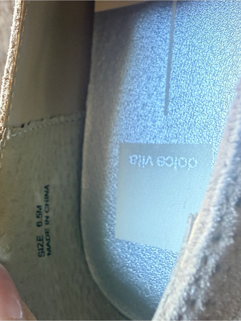Dolce Vita Cream Suede Chain-Trim Slip-On Flats - Picture 7 of 7